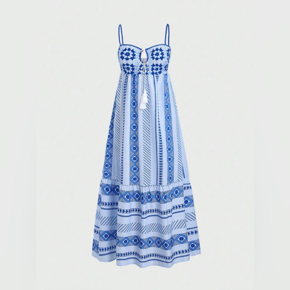 Blue and White Maxi Dress